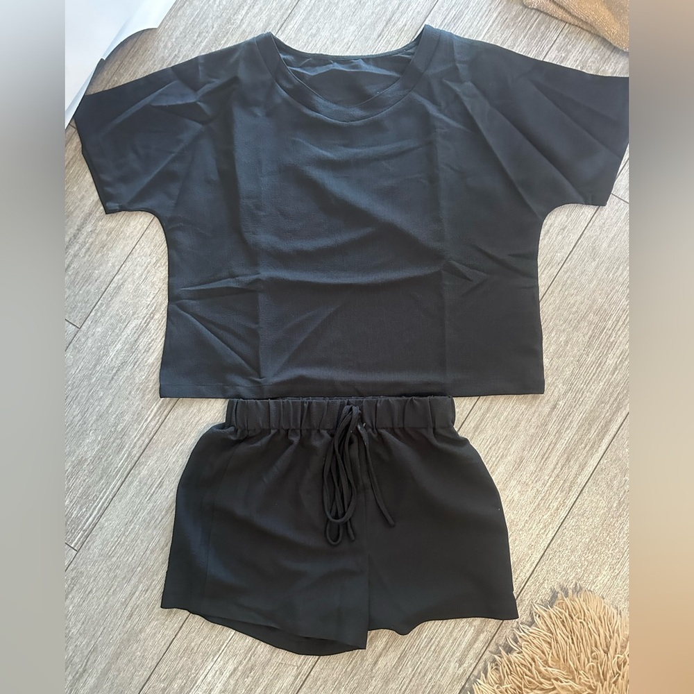 Black Women's Shorts Set